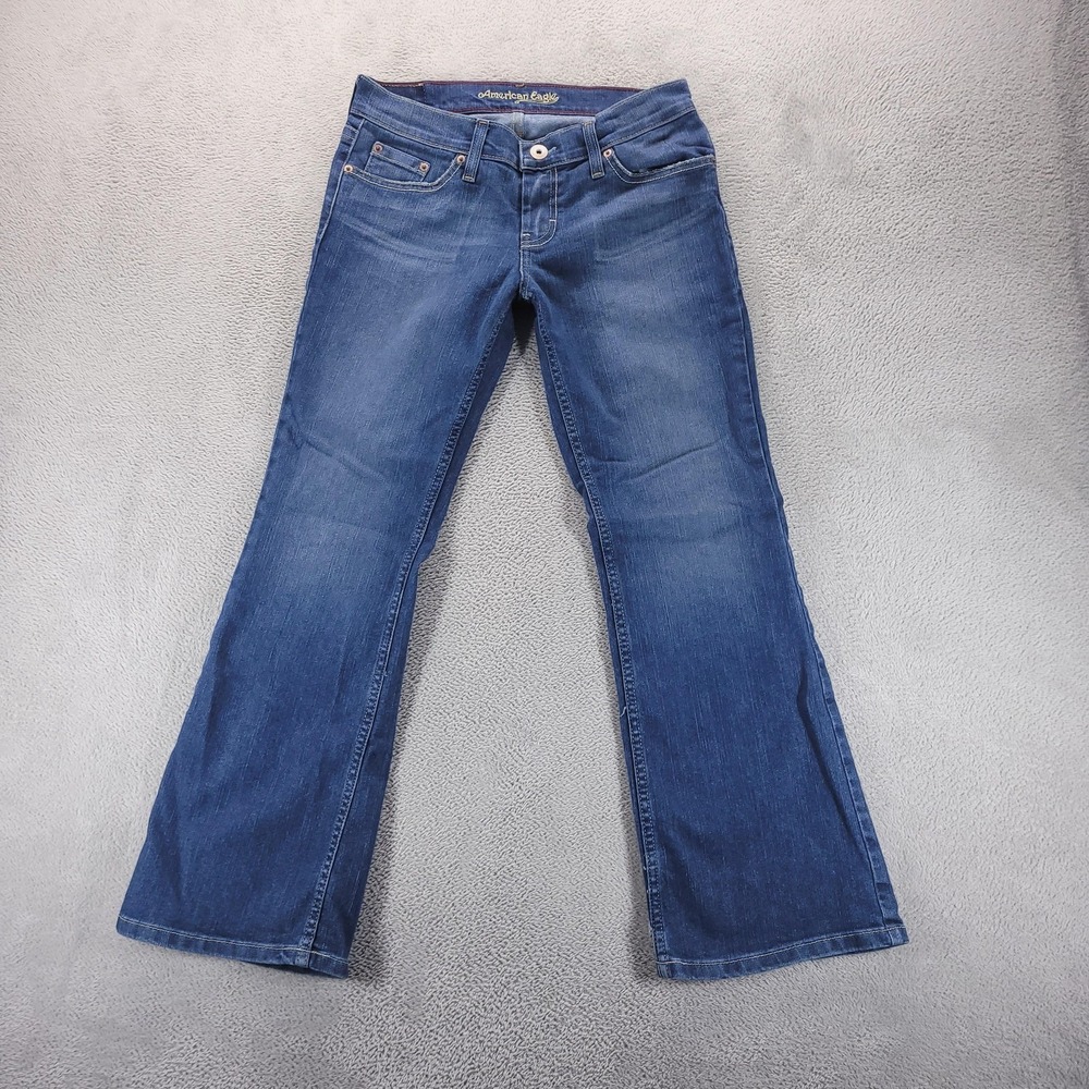 VTG American Eagle Jeans 8 Short Hipster Low Rise Y2K Dark Wash Stretch
